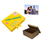 Pudełko składane EASYBOX Plus 150x150x70 Złote Ciemne + nadruk